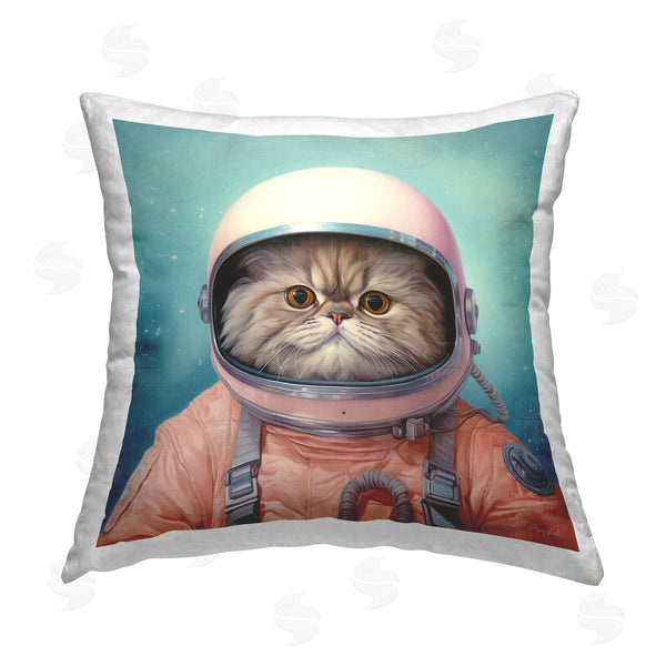 stupell industries Roozbeh | Astronaut Cat on Blue Printed Throw Pillow