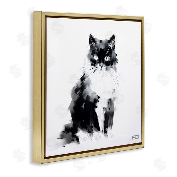 Stupell Industries Roozbeh Bahramali | Abstract Black And White Cat