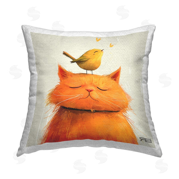 Stupell Industries Roozbeh Bahramali | Bird Perched On Cat Printed Throw Pillow