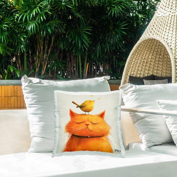 Stupell Industries Roozbeh Bahramali | Bird Perched On Cat Printed Throw Pillow
