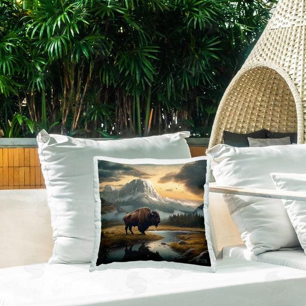 Stupell Industries Roozbeh Bahramali | Bison & Vast Mountains Printed Throw Pillow
