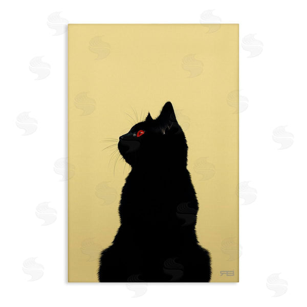 stupell industries Roozbeh Bahramali | Black Cat on Yellow