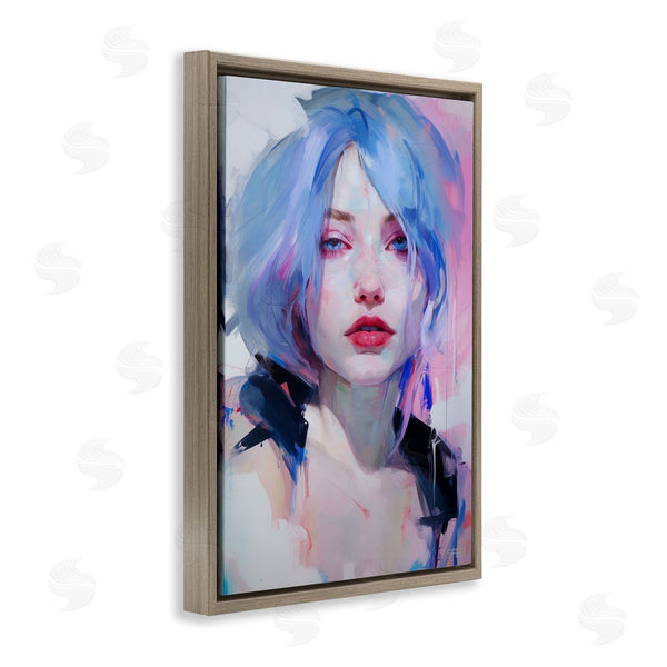 Stupell Industries Roozbeh Bahramali | Blue Haired Woman Visage