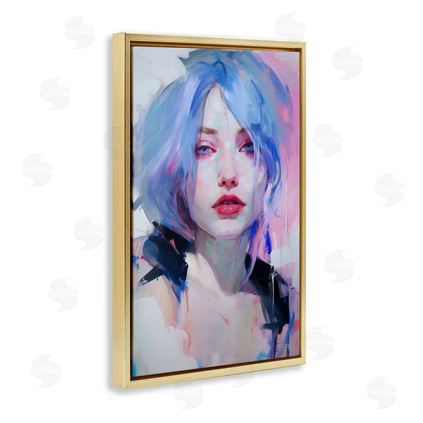 Stupell Industries Roozbeh Bahramali | Blue Haired Woman Visage