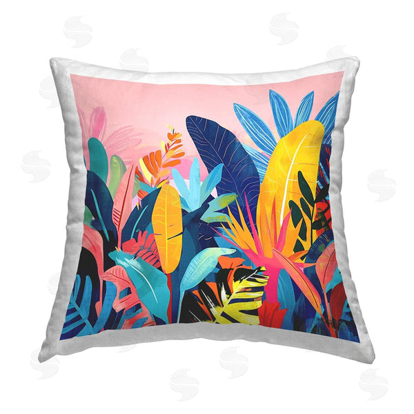 stupell industries Roozbeh Bahramali | Bold Tropical Jungle Leaves Printed Throw Pillow