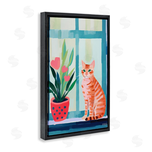 Stupell Industries Roozbeh Bahramali | Cat And Tulips In Windowsill