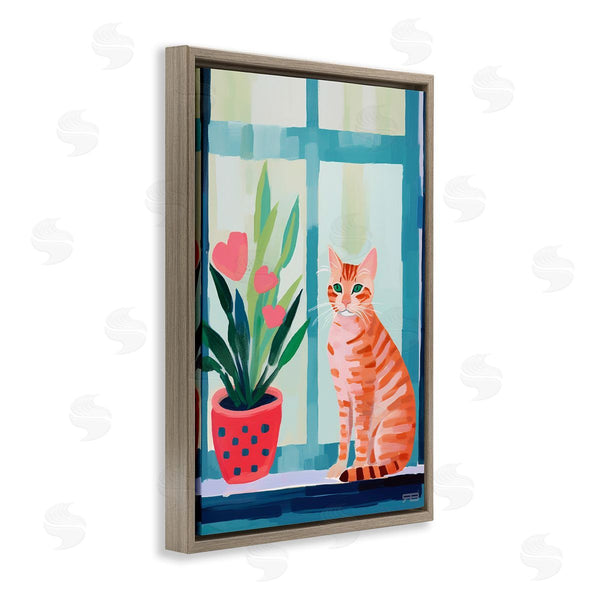 Stupell Industries Roozbeh Bahramali | Cat And Tulips In Windowsill