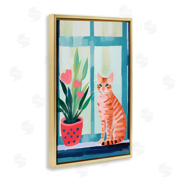 Stupell Industries Roozbeh Bahramali | Cat And Tulips In Windowsill