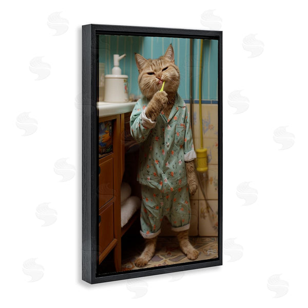 Stupell Industries Roozbeh Bahramali | Cat Brushing Teeth