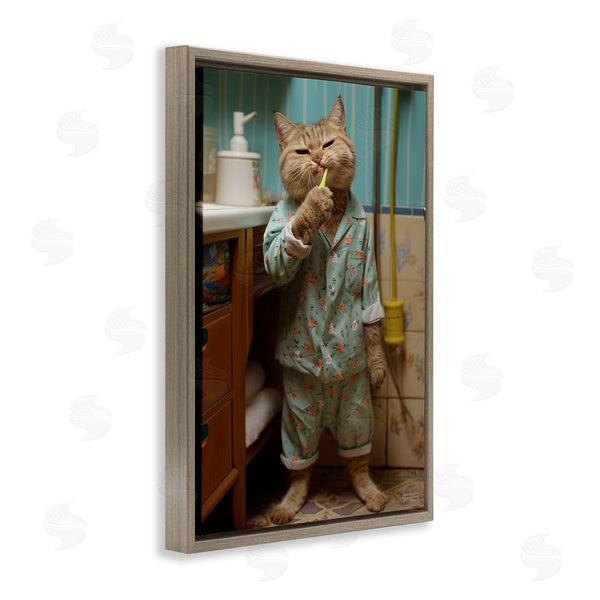 Stupell Industries Roozbeh Bahramali | Cat Brushing Teeth