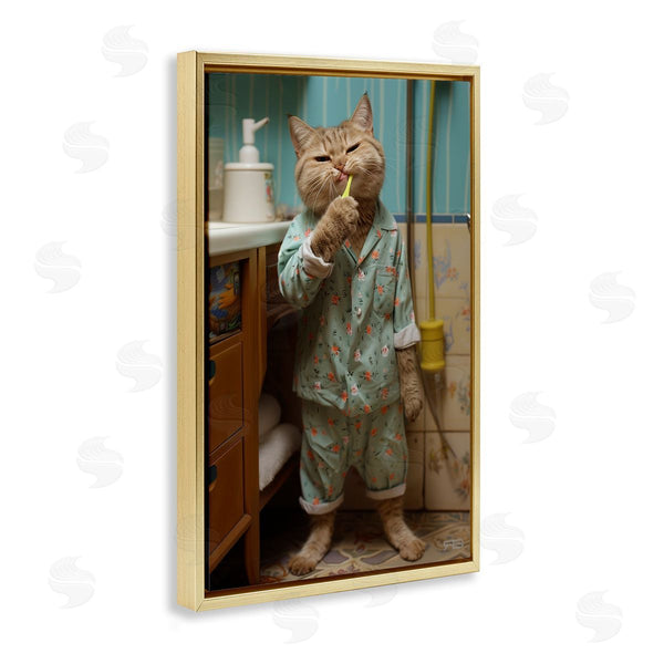 Stupell Industries Roozbeh Bahramali | Cat Brushing Teeth