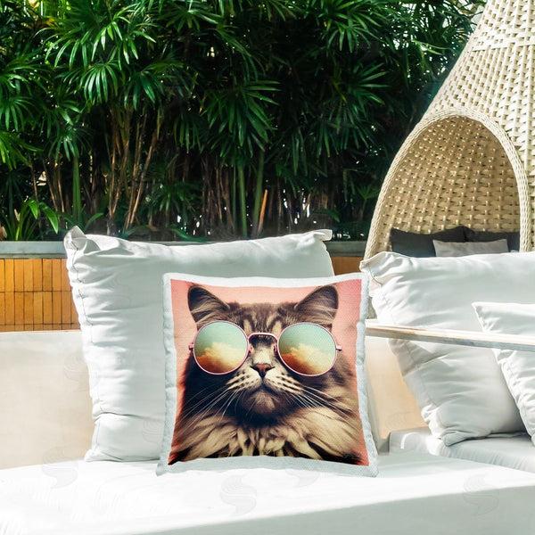 Stupell Industries Roozbeh Bahramali | Cat & Cloud Reflection Glasses Printed Throw Pillow