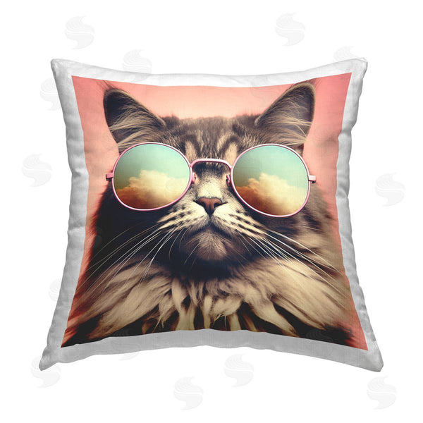 stupell industries Roozbeh Bahramali | Cat & Cloud Reflection Glasses Printed Throw Pillow