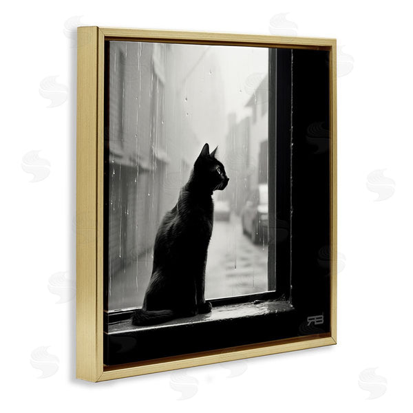 Stupell Industries Roozbeh Bahramali | Cat Gazing Rainy Window Wall Art