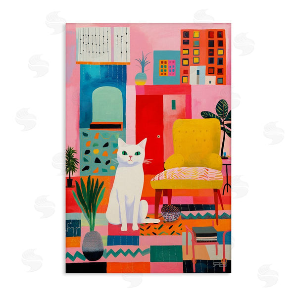 stupell industries Roozbeh Bahramali | Cat in Eclectic Interior