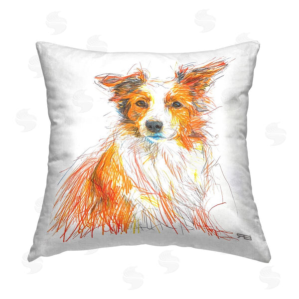 stupell industries Roozbeh Bahramali | Collie Dog Sketch Style Printed Throw Pillow