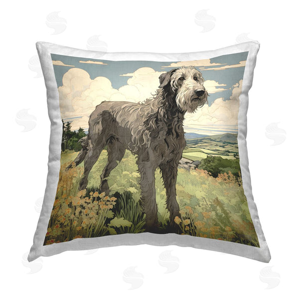 stupell industries Roozbeh Bahramali | Countryside Landscape Dog Printed Throw Pillow