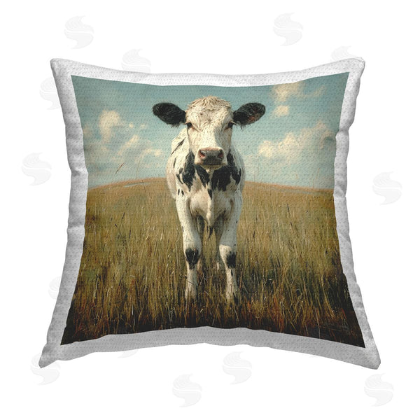 Stupell Industries Roozbeh Bahramali | Cow In Verdant Field Printed Throw Pillow