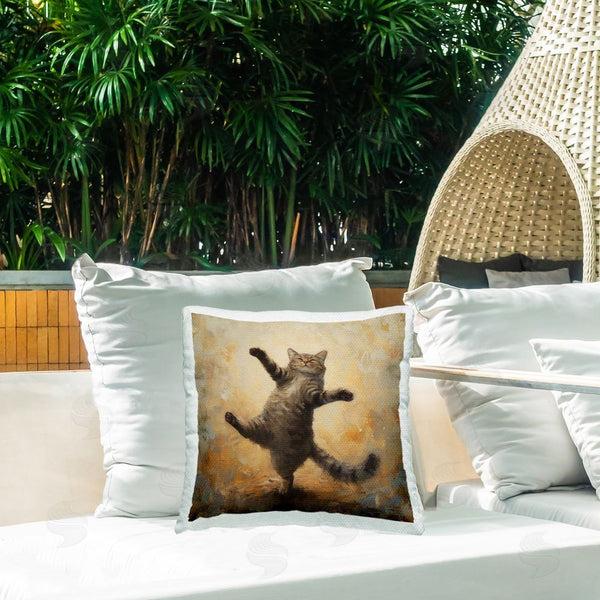 Stupell Industries Roozbeh Bahramali | Dancing Tabby Cat Printed Throw Pillow