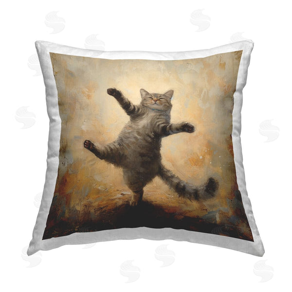 stupell industries Roozbeh Bahramali | Dancing Tabby Cat Printed Throw Pillow