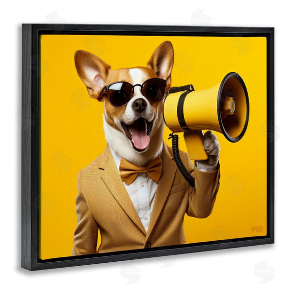Stupell Industries Roozbeh Bahramali | Dog With Yellow Megaphone