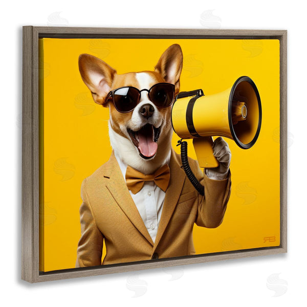 Stupell Industries Roozbeh Bahramali | Dog With Yellow Megaphone