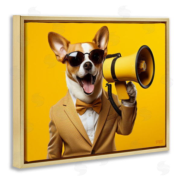Stupell Industries Roozbeh Bahramali | Dog With Yellow Megaphone