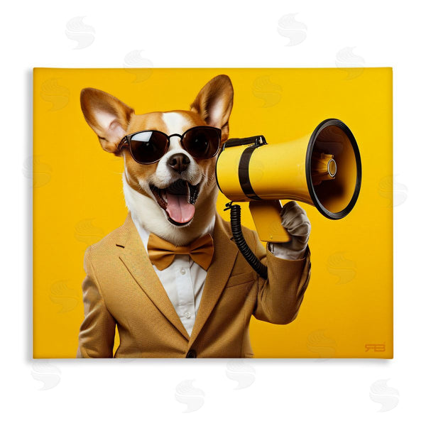 stupell industries Roozbeh Bahramali | Dog with Yellow Megaphone