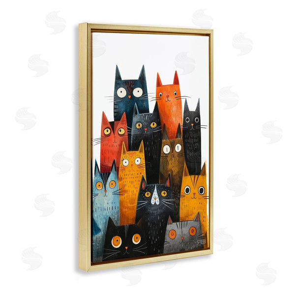 Stupell Industries Roozbeh Bahramali | Fun Peeking Cat Faces