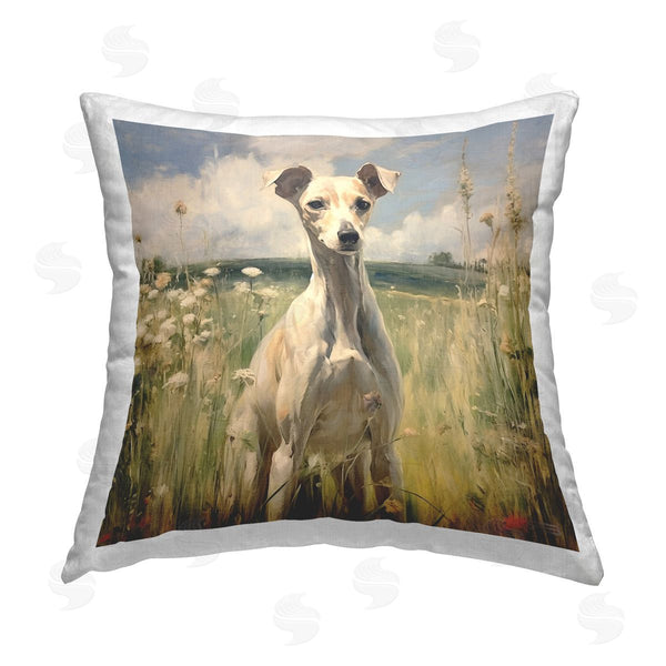stupell industries Roozbeh Bahramali | Greyhound Dog Landscape Printed Throw Pillow