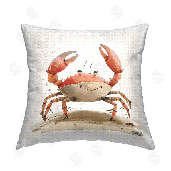 Stupell Industries Roozbeh Bahramali | Happy Beach Crab Printed Throw Pillow