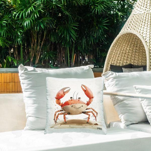 Stupell Industries Roozbeh Bahramali | Happy Beach Crab Printed Throw Pillow
