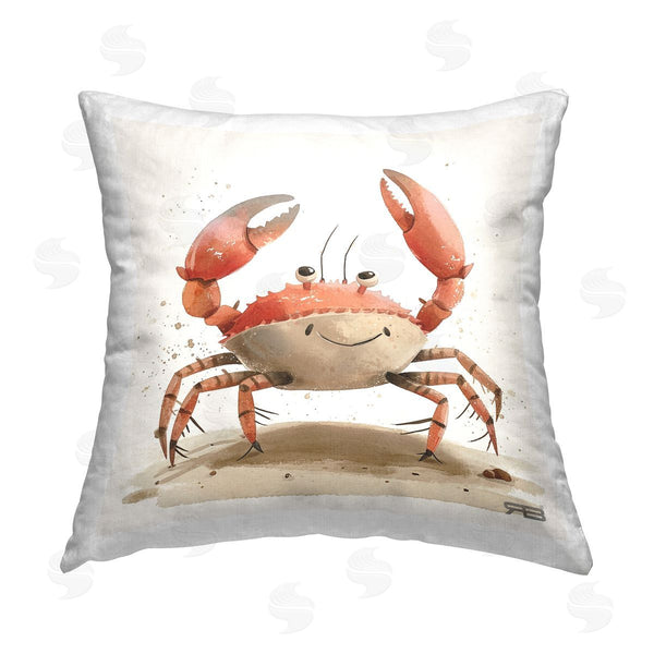 stupell industries Roozbeh Bahramali | Happy Beach Crab Printed Throw Pillow