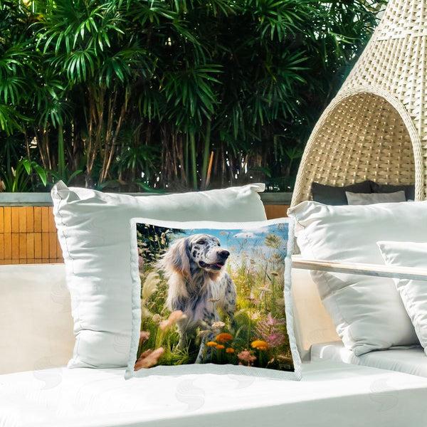 Stupell Industries Roozbeh Bahramali | Happy Dog Among Flowers Printed Throw Pillow