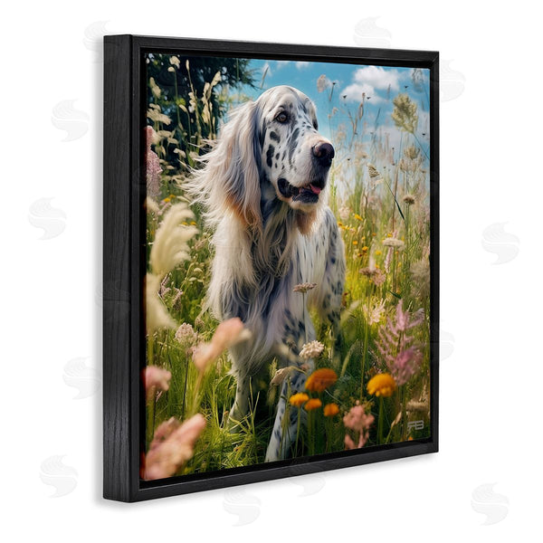Stupell Industries Roozbeh Bahramali | Happy Dog Among Flowers Wall Art