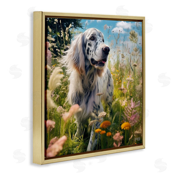 Stupell Industries Roozbeh Bahramali | Happy Dog Among Flowers Wall Art