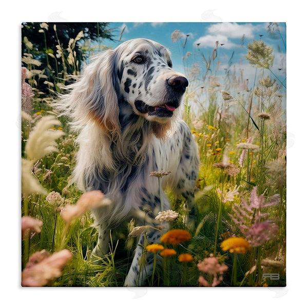 stupell industries Roozbeh Bahramali | Happy Dog Among Flowers Wall Art