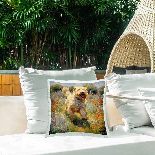 Stupell Industries Roozbeh Bahramali | Happy Running Terrier Dog Printed Throw Pillow