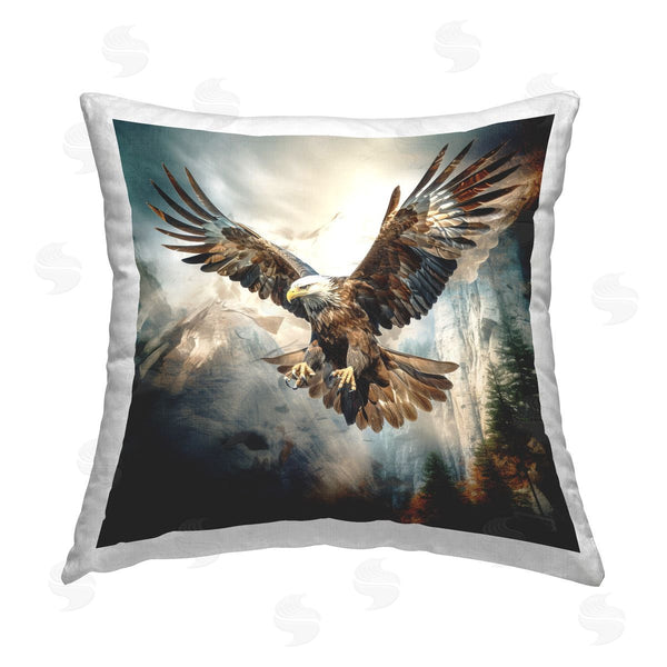 stupell industries Roozbeh Bahramali | Intense Eagle Spreading Wings Printed Throw Pillow