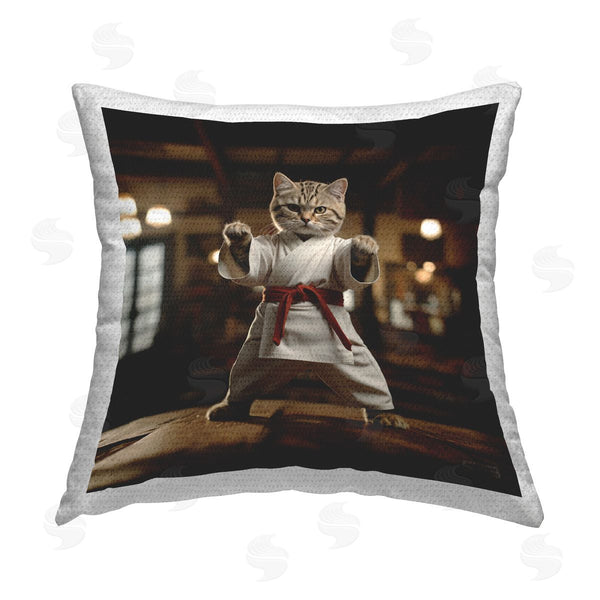 Stupell Industries Roozbeh Bahramali | Martial Arts Cat Printed Throw Pillow