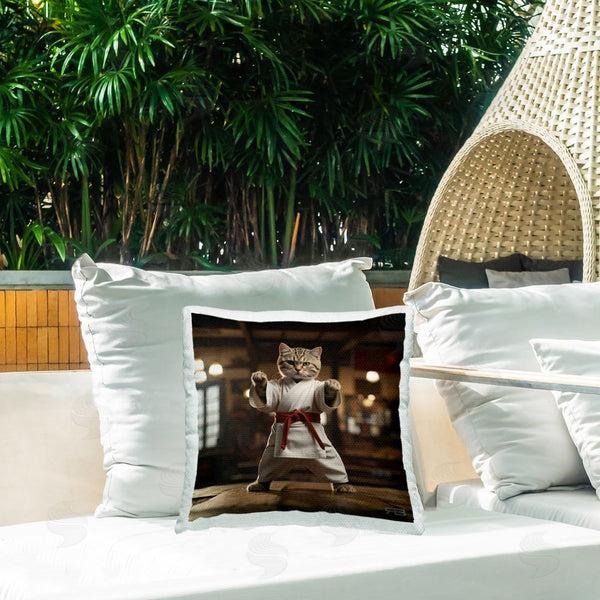 Stupell Industries Roozbeh Bahramali | Martial Arts Cat Printed Throw Pillow