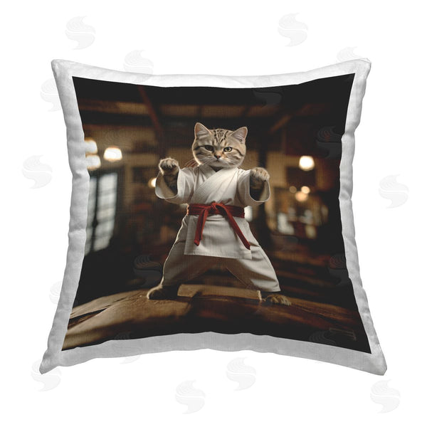 stupell industries Roozbeh Bahramali | Martial Arts Cat Printed Throw Pillow