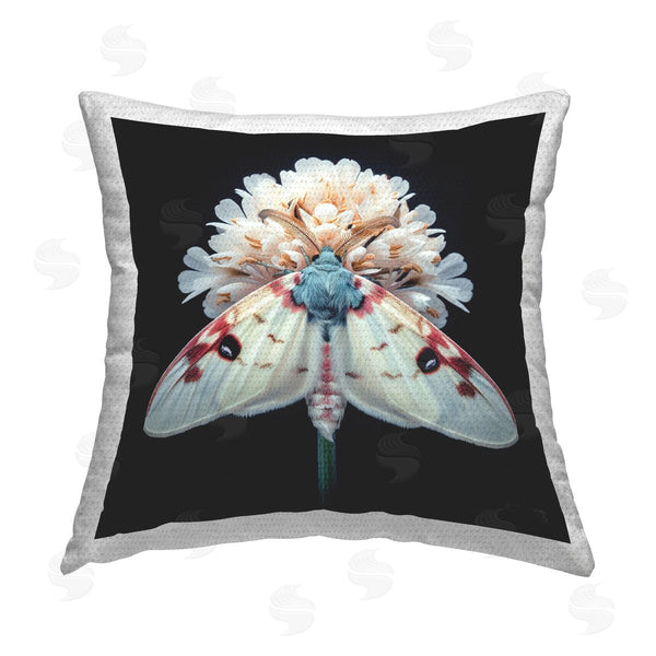 Stupell Industries Roozbeh Bahramali | Moth & White Flowers Printed Throw Pillow