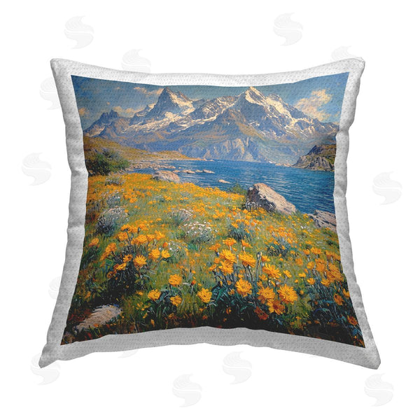 Stupell Industries Roozbeh Bahramali | Mountain Daisy Meadow Printed Throw Pillow