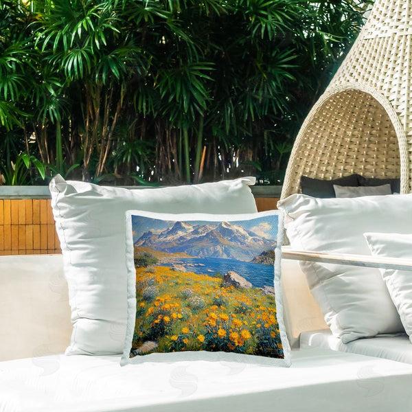 Stupell Industries Roozbeh Bahramali | Mountain Daisy Meadow Printed Throw Pillow