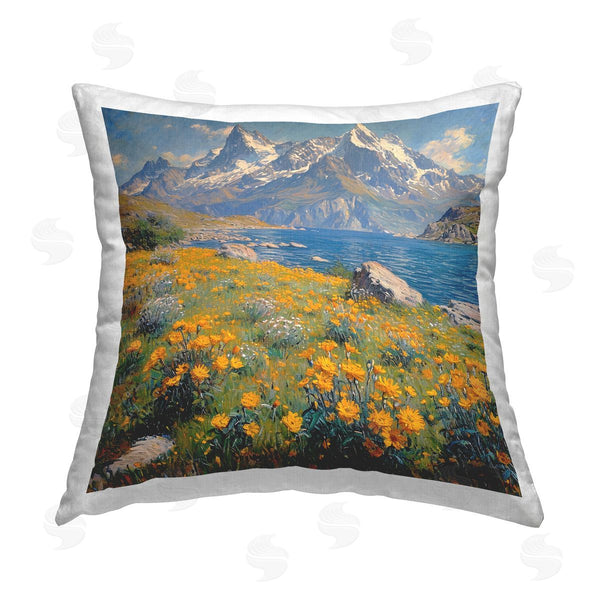 stupell industries Roozbeh Bahramali | Mountain Daisy Meadow Printed Throw Pillow