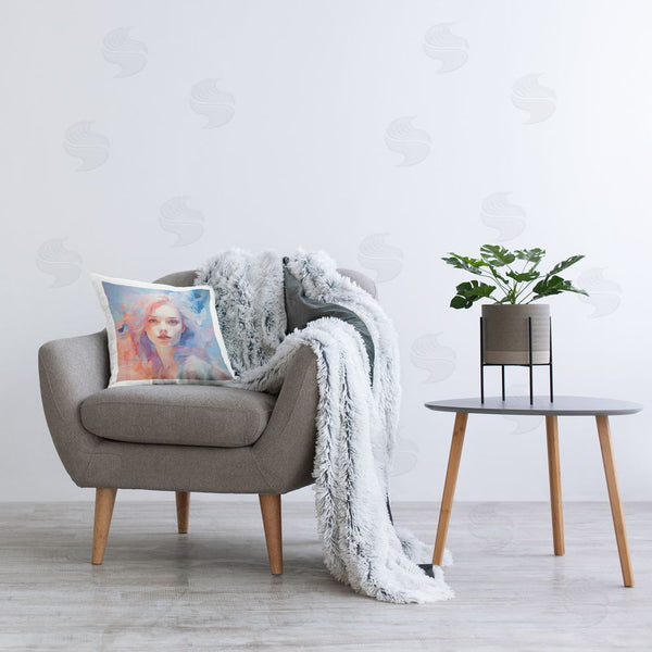 Stupell Industries Roozbeh Bahramali | Paint Drip Visage Printed Throw Pillow