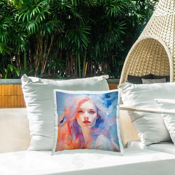 Stupell Industries Roozbeh Bahramali | Paint Drip Visage Printed Throw Pillow
