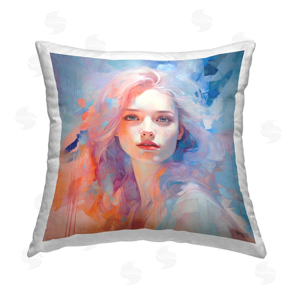 stupell industries Roozbeh Bahramali | Paint Drip Visage Printed Throw Pillow