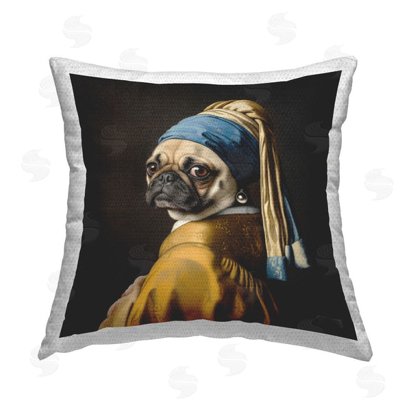 Stupell Industries Roozbeh Bahramali | Pearl Earring Classic Dog Printed Throw Pillow